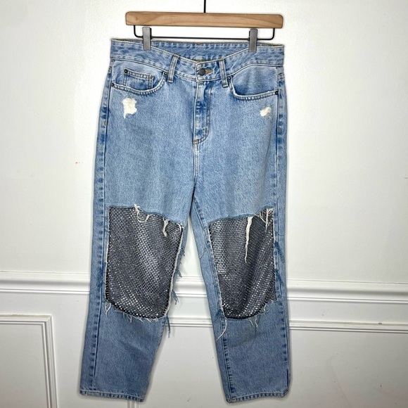 CARMAR Hermia Remi Rhinestone Netting Jean 28 - Picture 1 of 12